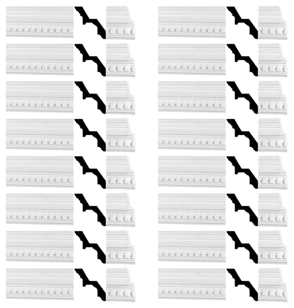 Cornice White Urethane Laurah Ornate Design 16 Pieces Totaling 1264" Length