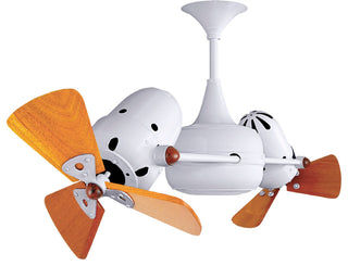 Duplo Dinamico Rotational Ceiling Fan With Mahogany Blades, Gloss White