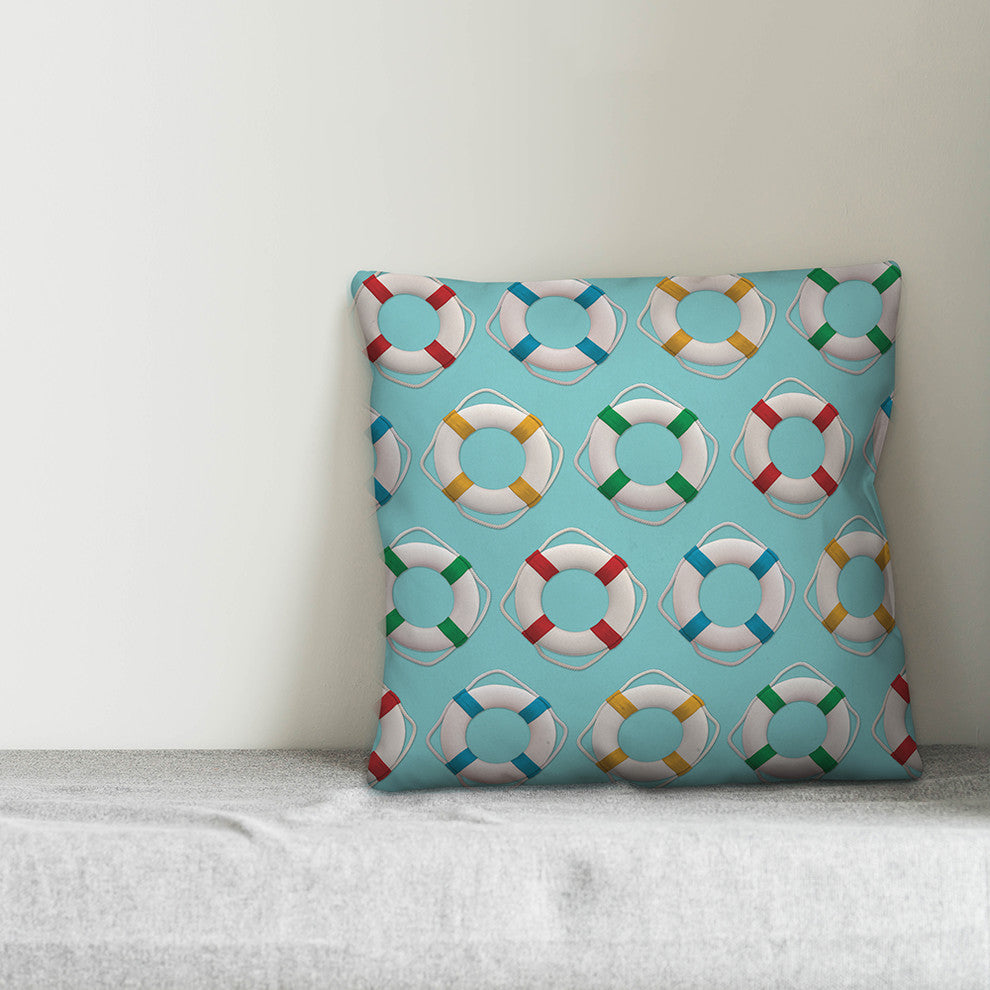 Lifesaver Pattern 16x16 Throw Pillow Cover