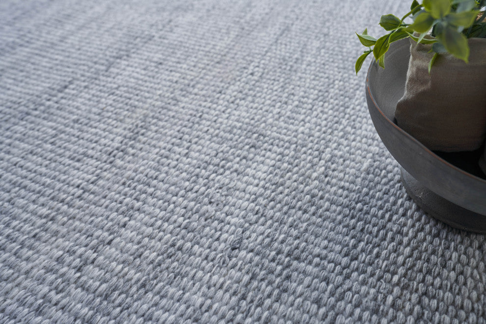 Loro Indoor/Outdoor Handmade Flatwoven PET yarn Light Silver Area Rug, 6'x9'