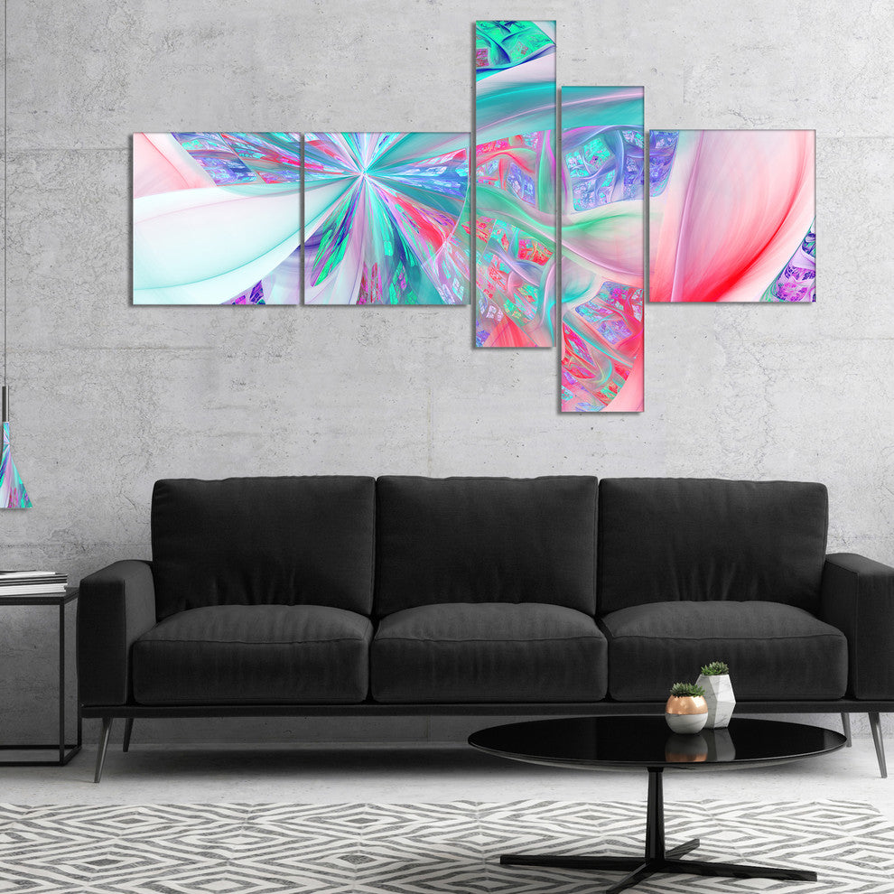 Multi Color Fractal Exotic Plant Stems, Abstract Canvas Print, 60"x32", 5 panels