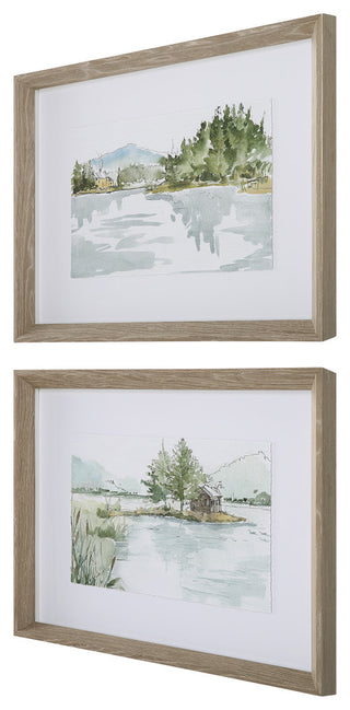 Serene Lake Framed Prints, S/2