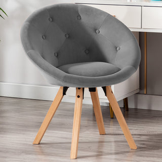 Button Tufting Splayed Wood Legs Accent Chair, Light Grey