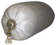 Velvet Bolster Round Roll Pillow With Tassel Trim, White, 6x18