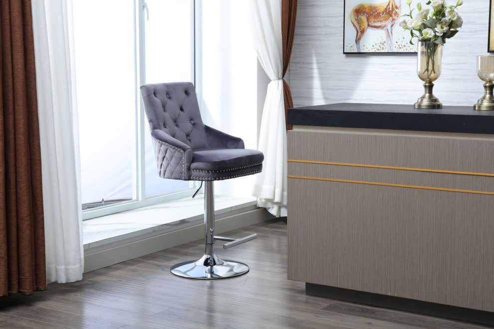 Home Beyond Adjustable Swivel Bar Stool Kitchen Bar Stool with Footrest