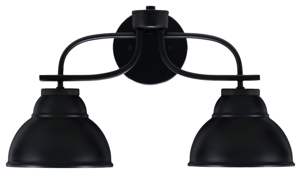 Cavella 2 Light Bath Bar In Matte Black Finish, 7" Matte Black Metal Shades