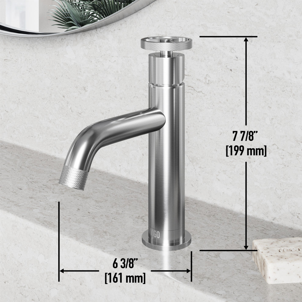 VIGO Cass 8" H Single Handle Single Hole Bathroom Faucet, Brushed Nickel, Without Extras