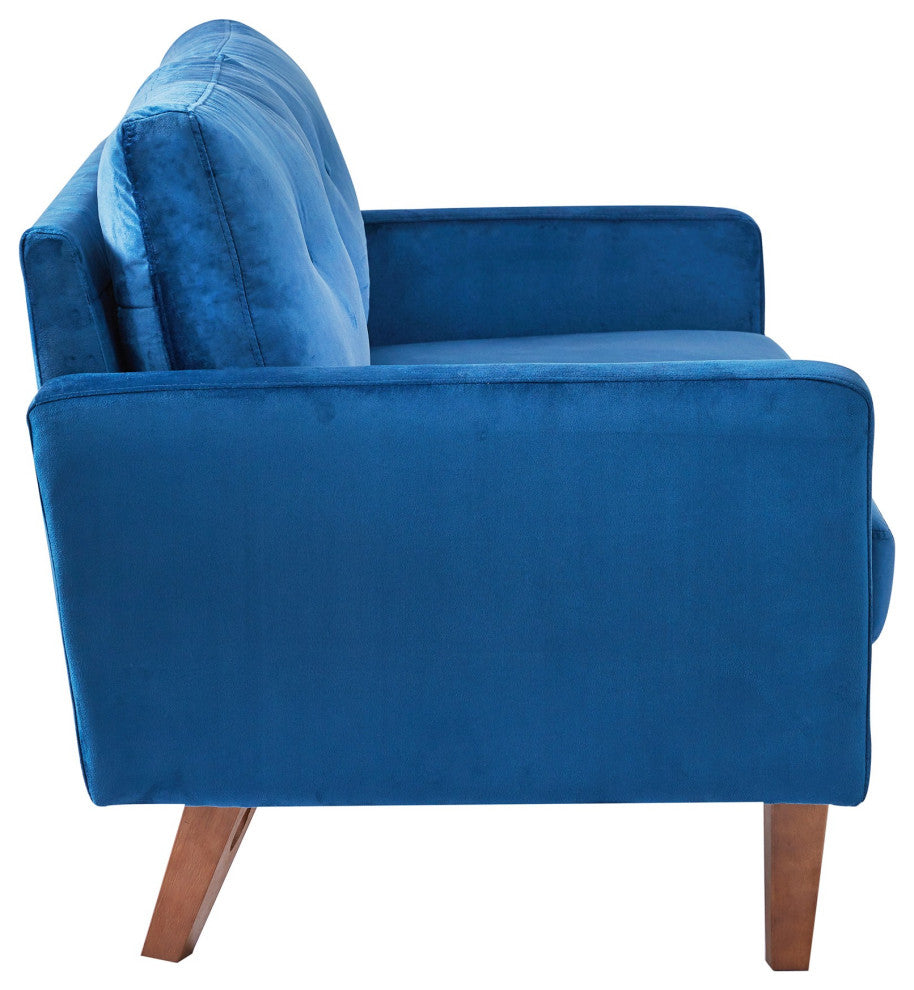 Blue Velvet Modern Tufted Modular Sofa