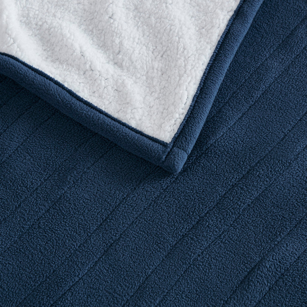 Serta Fleece to Sherpa Heated Fleece and Sherpa Bedding Blanket, Blue