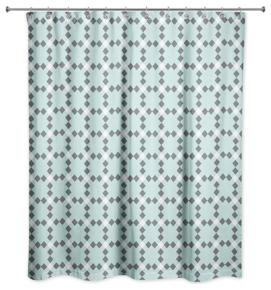 Blue Check Plaid Shower Curtain