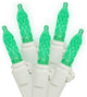Set Of 70 LED Green M5 Mini Christmas Lights, White Wire