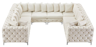 Tremblay Velvet Upholstered 8-Piece Modular U-Shaped Sectional, Cream