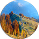 Rural Road On Autumn Mountains, Landscape Round Wall Art, 11"