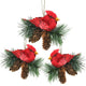Red Cardinal Birds on Pine Cone Nest Christmas Ornaments