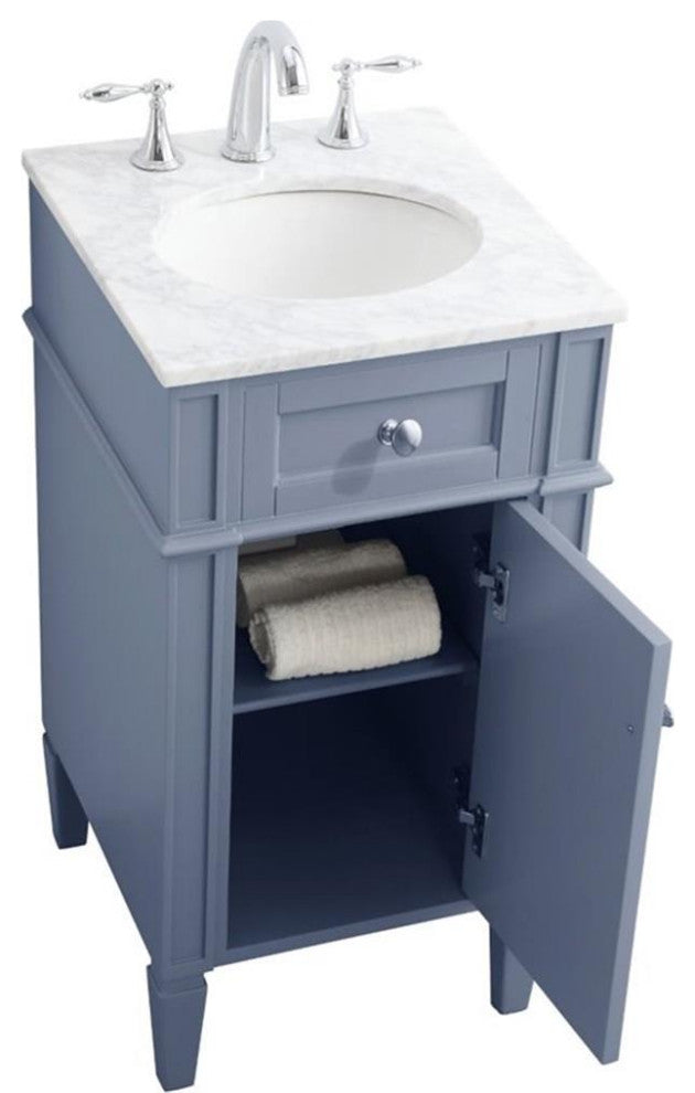 Elegant Decor Park Avenue 18" Single Marble Top Bathroom Vanity in Gray