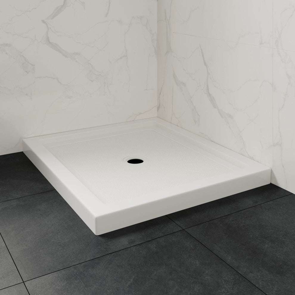 Ove Decors Erika Shower Base Rectangle, White, 38"x32", Center Drain