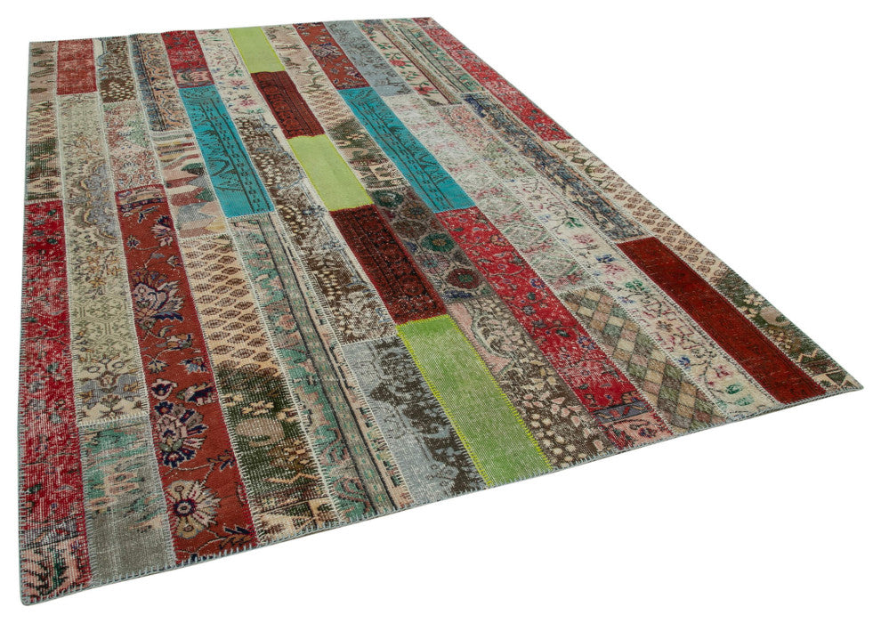 Rug N Carpet - Handwoven Anatolian 6' 8" x 10' 1" Wool Patchwork Area Rug