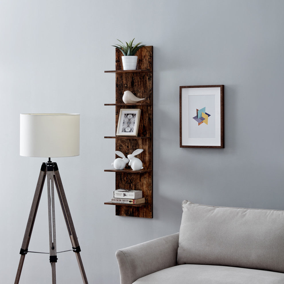 Danya B. Tiered Wide Column Wall Shelf, Pine Grain