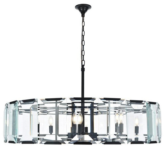 1211 Monaco Collection Pendant Lamp, Flat Black Matte, 43''x12'', 10-Bulb