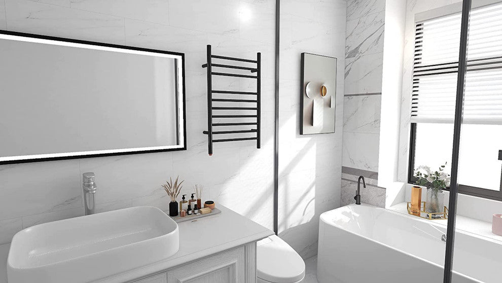 HEATGENE Towel Warmer, Compact Electric Towel Warmer for Small Bathroom, Matt Bl