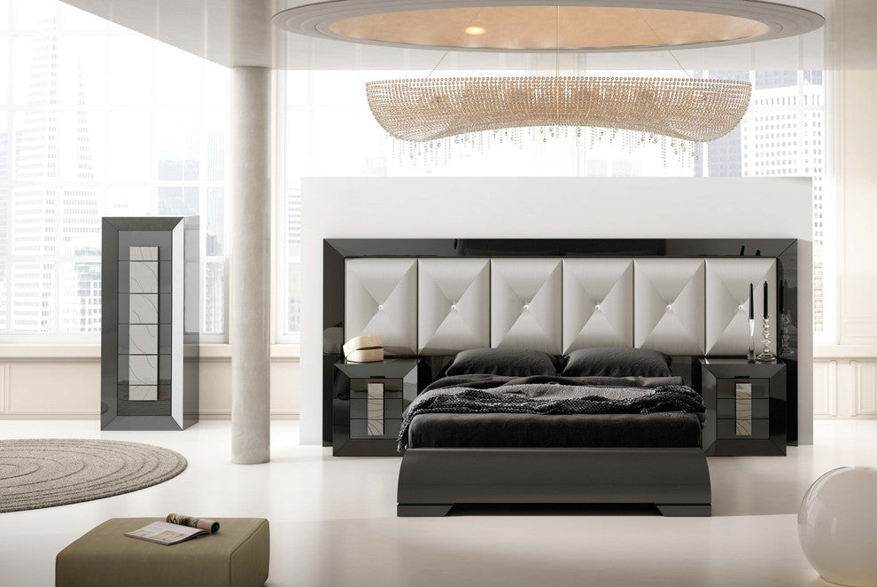 Md Karen 28 Special Headboard Bedroom Set, Glossy Gray, King