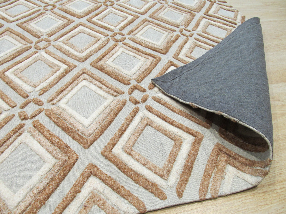 Brown Contemporary Geometric Raga Area Rug