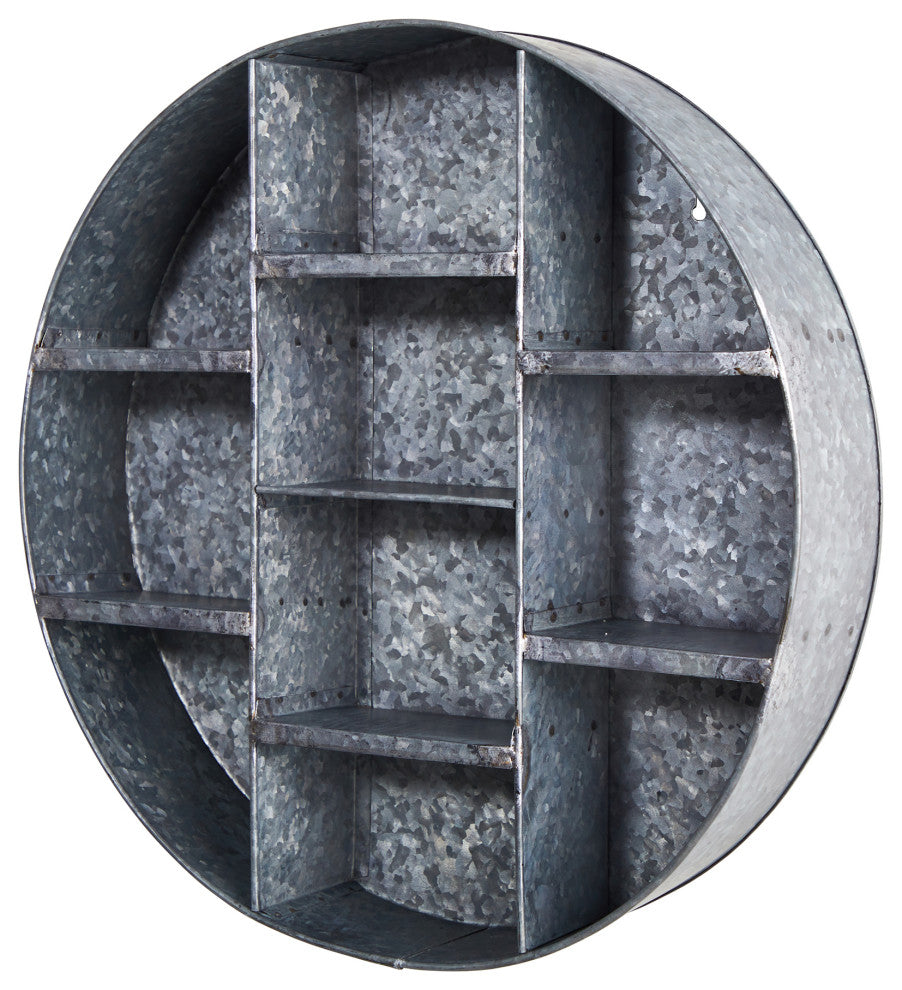 23" Galvanized Round Metal Wall Mounted Shelf System