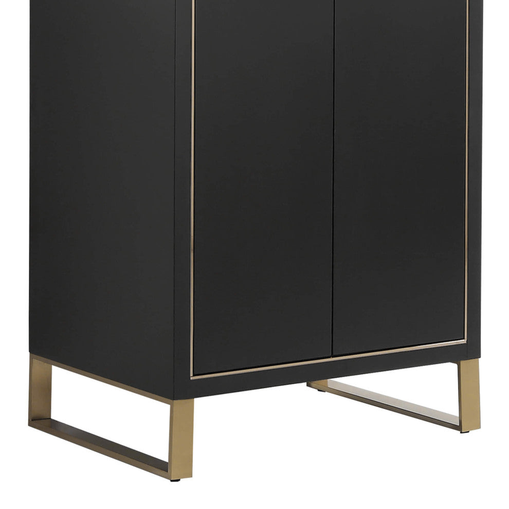 Opulence Bath Vanity, Black Matte, 24", Satin Brass Hardware, Black Marble Top