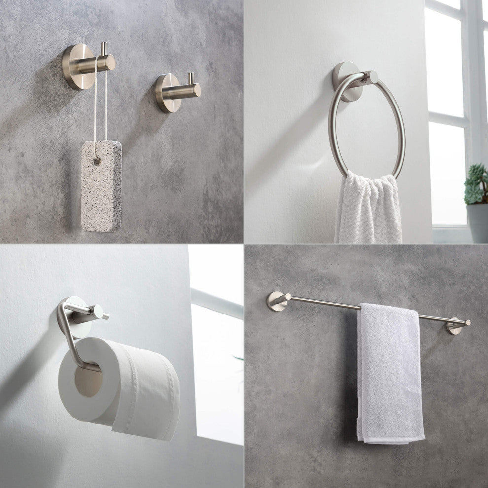 Circular 5-Piece Bathroom Hardware Set, Brushed Nickel