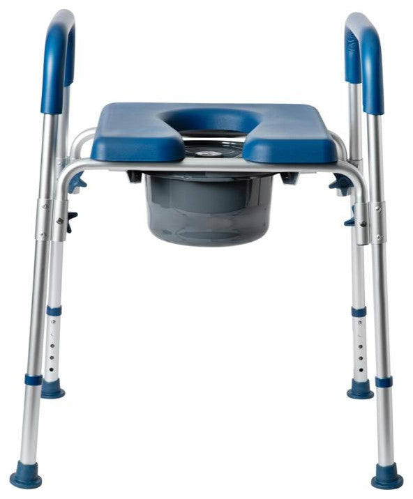 Hercules Shower Commode Chair with Safety Rail, Height Adjustable Frame, Blue