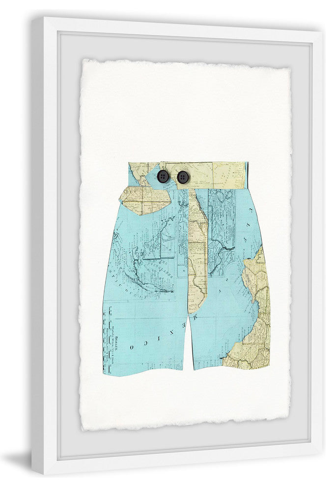 "Map Shorts" Framed Painting Print, 12"x18"