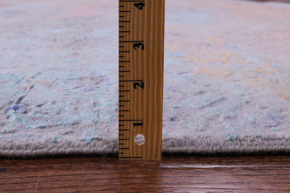 9' Square Wool and Silk Modern Handmade Rug Q11791