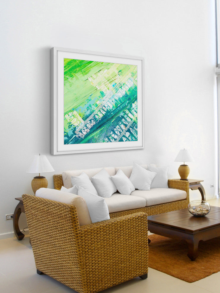 "Green Haze" Framed Painting Print, 18"x18"