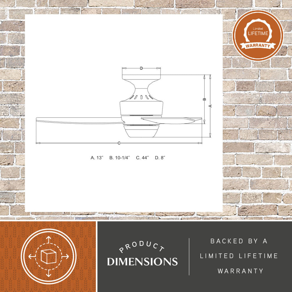 Adrian 44" Ceiling Fan, Satin Nickel