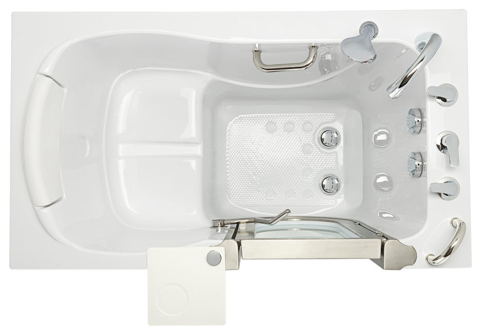 Ella Elite 32"x52" Acrylic Soaking Walk-In Bathtub Inward Swing Door, Dual Drain