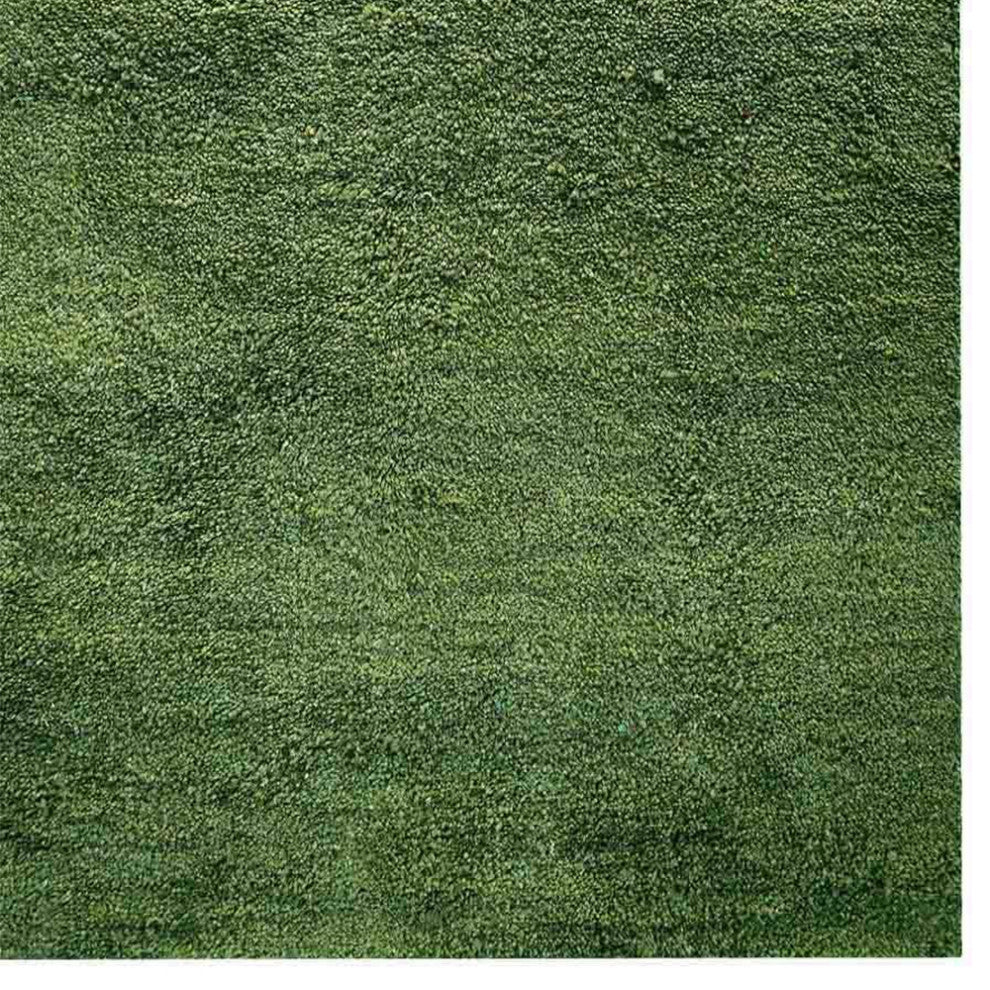 HAND KNOTTED LOOM SILK ECO-FRIENDLY AREA RUGS-Light Green Color,Solid Design, [Rectangle] 5'x8'