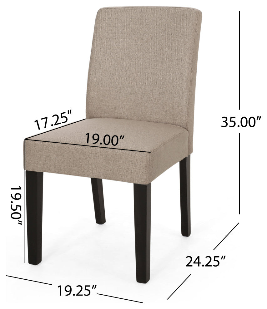 Kuna Contemporary Upholstered Dining Chair, Set of 2, Taupe/Espresso