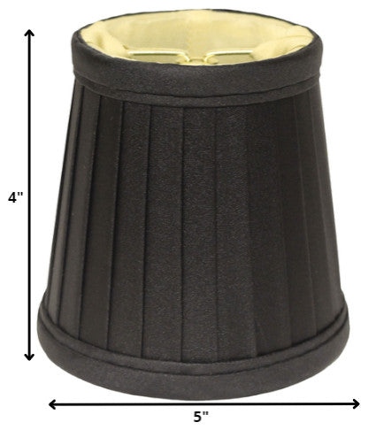 5" Black and Gold Set of 6 Slanted Pleat Chandelier Silk Lampshades