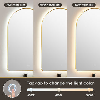 Starlit Domed Bathroom/Vanity LED Wall Mirror, Brushed Gold, 24"