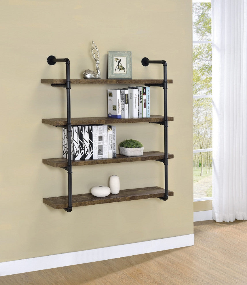40" Wall Shelf, Black And Rustic Oak