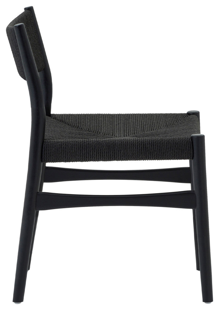 Erie, Black Woven Paper Cord and Wood, Dining Chairs, 18", Set of 2