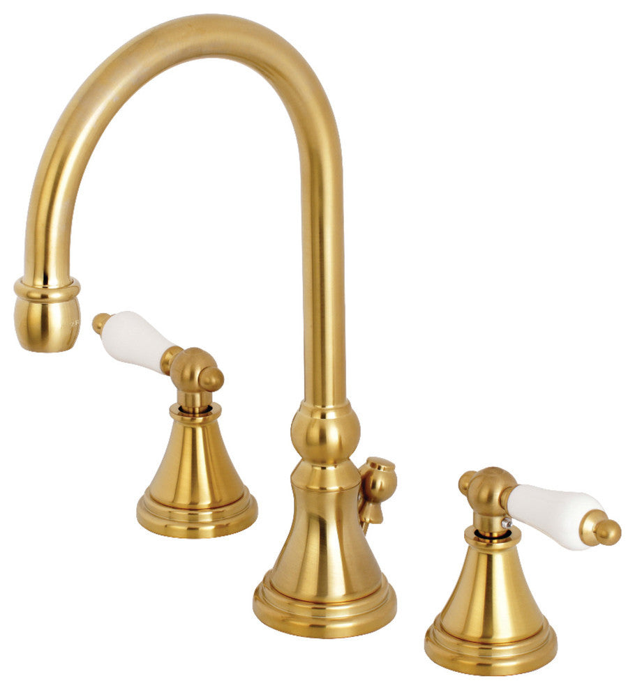 Kingston Brass Widespread Bathroom Faucet, Brushed Brass