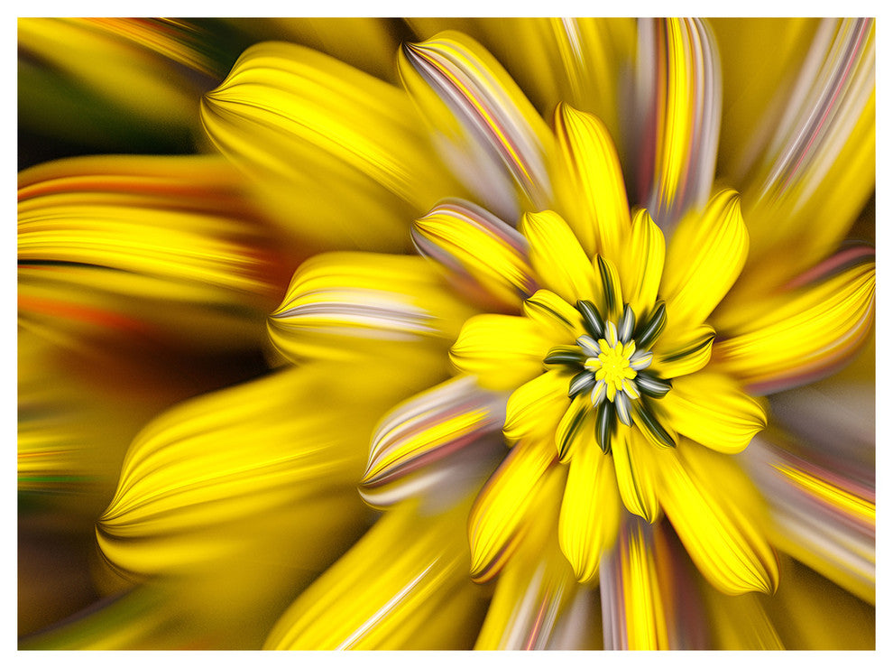 Massive Yellow Fractal Flower, Floral Canvas Art Print, 40"x30"