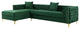 Jeannie Velvet Tufted With Nailhead Trim Sectional, Hunter Green, Left Facing