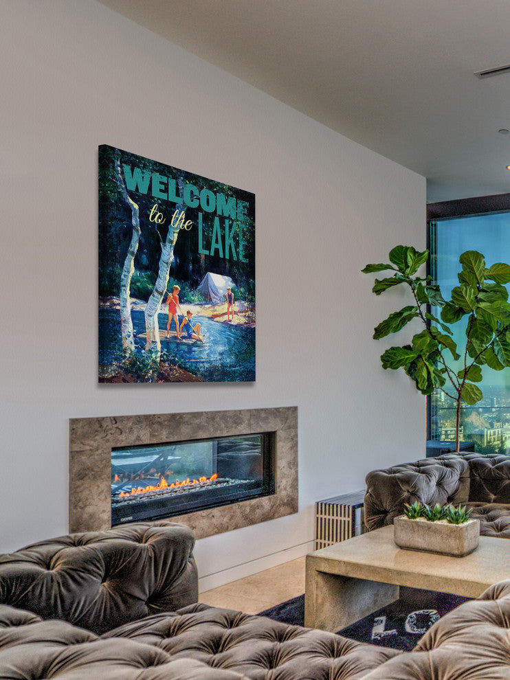 "Welcome to Lake" Painting Print on Wrapped Canvas