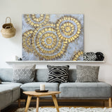 "Shiny Gold Circles" Abstract Canvas Art Hand Painted on Wrapped Canvas