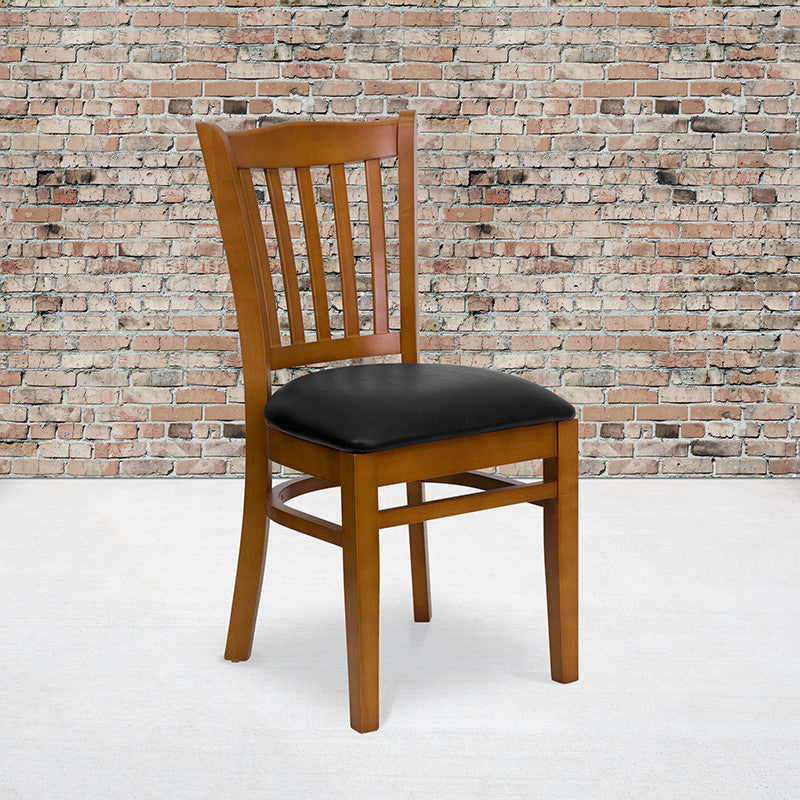 Cherry Wood Chair-Blk Vinyl