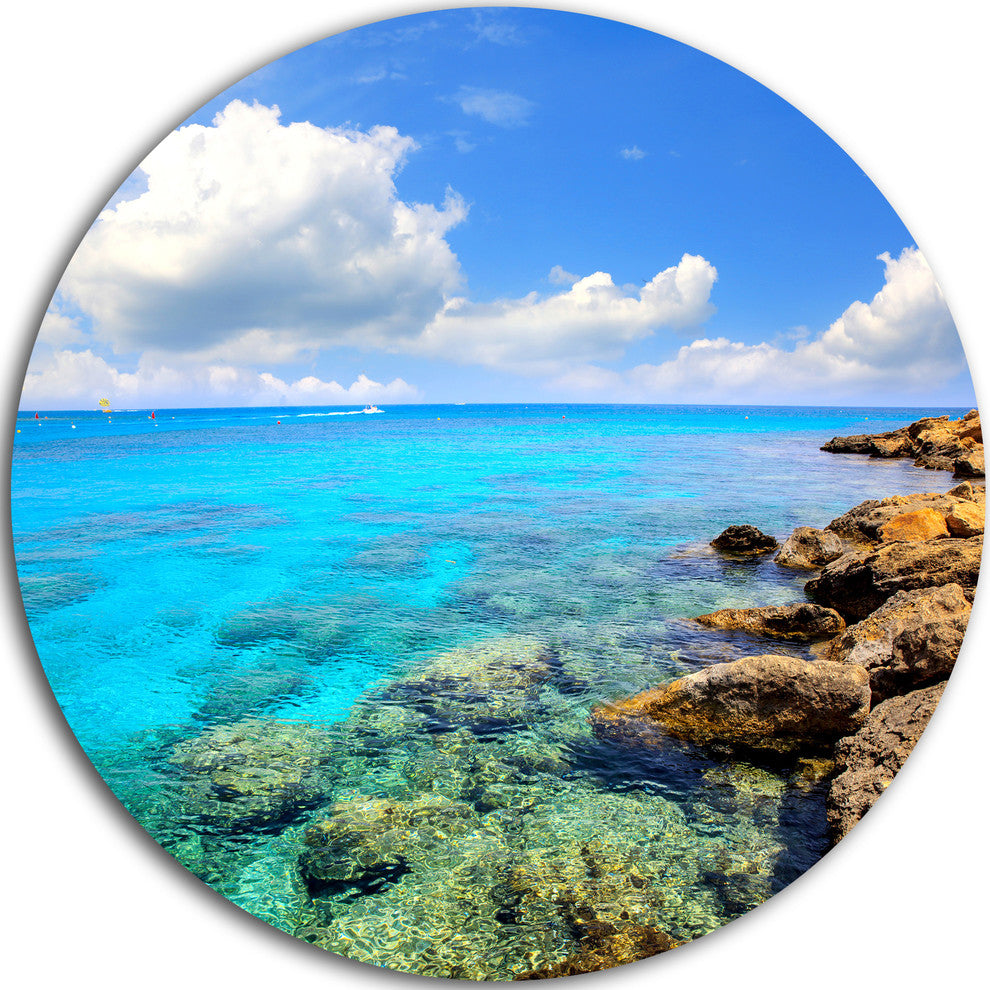 Bright Summer Day In Sea, Seashore Disc Metal Wall Art, 23"