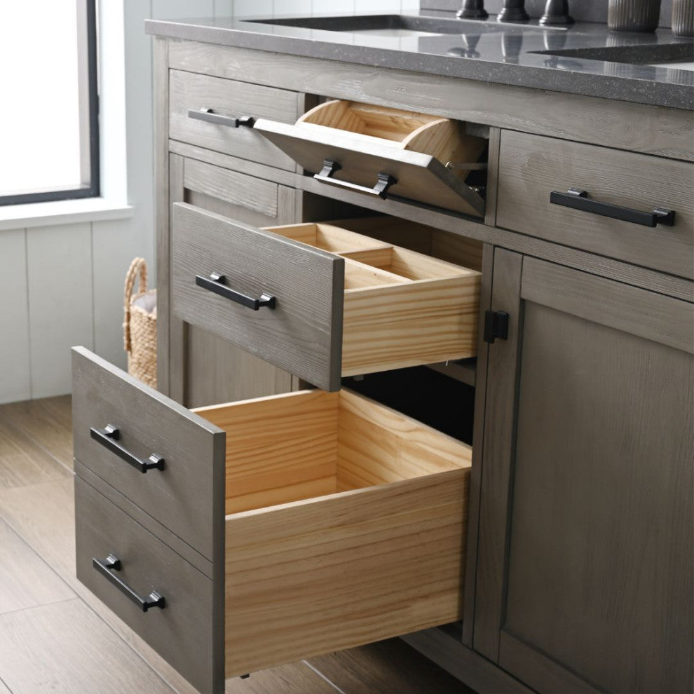 Jasper 54" Bathroom Vanity, Textured Gray, Blue Limestone