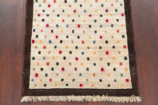 Consigned, Oriental Persian Hand-Knotted Gabbeh Area Rug Wool, Beige, 4'10"X2'6"